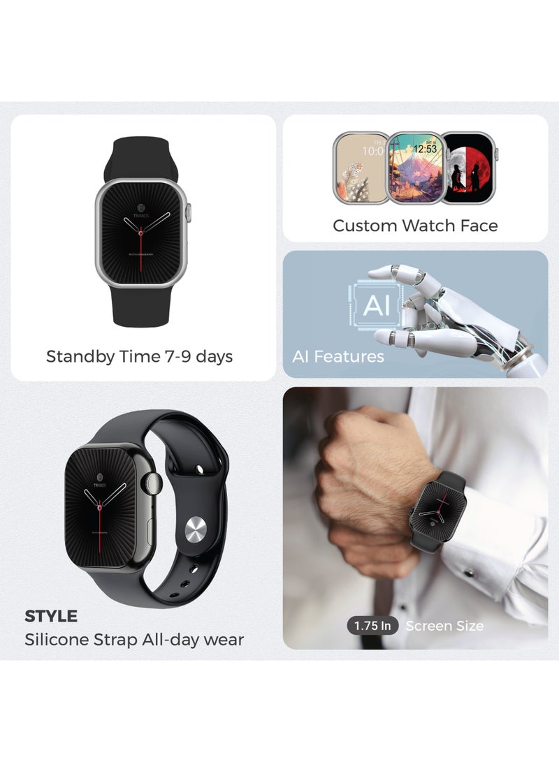 Trands SW50 Smart Watch for iOS & Android, 1.75-Inch TFT Touch Screen, Bluetooth Calling, IP68 Waterproof, Fitness Tracker with Heart Rate & Sleep Monitor, Black - Image 2